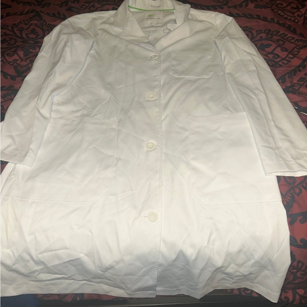 Healing Hands White Lab Coat with Green Trim
